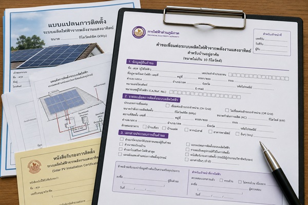 เอกสารและขั้นตอนการติดตั้งโซลาร์เซลล์สำหรับบ้านพักอาศัย